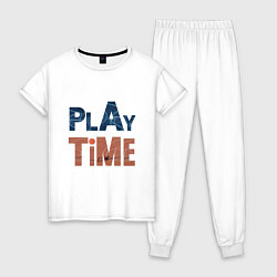 Пижама хлопковая женская Время играть в баскетбол, цвет: белый