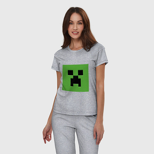 Женская пижама Minecraft creeper face / Меланж – фото 3