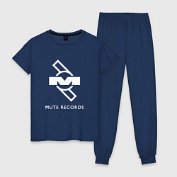 Пижама хлопковая женская Depeche Mode Mute Records Logo, цвет: тёмно-синий
