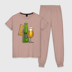 Пижама хлопковая женская Светлое пиво, цвет: пыльно-розовый