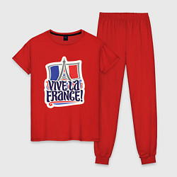 Пижама хлопковая женская Vive la France, цвет: красный