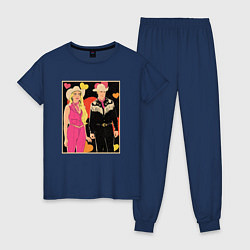 Пижама хлопковая женская Ковбои Барби и Кен, цвет: тёмно-синий