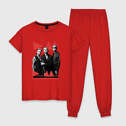 Пижама хлопковая женская Depeche Mode - Delra Machine Band, цвет: красный