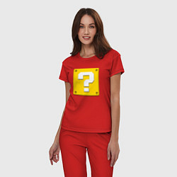 Пижама хлопковая женская Марио кубик вопросительный, цвет: красный — фото 2