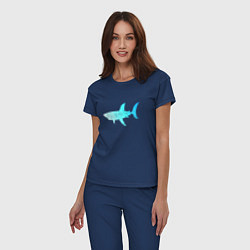 Пижама хлопковая женская Акула лазурный градиент цвета моря, цвет: тёмно-синий — фото 2