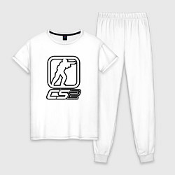 Пижама хлопковая женская CS2 logo, цвет: белый