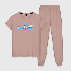 Пижама хлопковая женская CS2 blue logo, цвет: пыльно-розовый