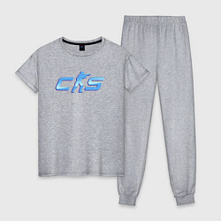 Пижама хлопковая женская CS2 blue logo, цвет: меланж