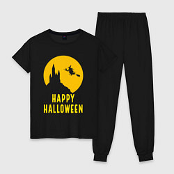 Пижама хлопковая женская Halloween witch, цвет: черный