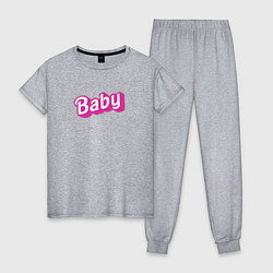 Пижама хлопковая женская Baby: pink barbie style, цвет: меланж