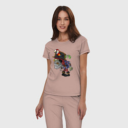 Пижама хлопковая женская Зомби-пират, цвет: пыльно-розовый — фото 2