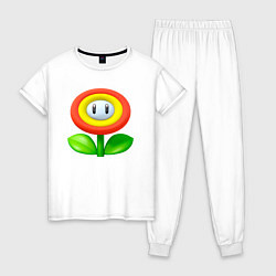 Пижама хлопковая женская Цветок Марио, цвет: белый
