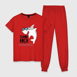 Пижама хлопковая женская Зона акул, цвет: красный