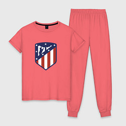 Пижама хлопковая женская Atletico Madrid FC, цвет: коралловый