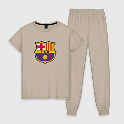 Пижама хлопковая женская Barcelona fc sport, цвет: миндальный