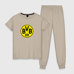 Пижама хлопковая женская Borussia fc sport, цвет: миндальный