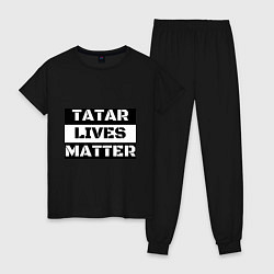 Пижама хлопковая женская Tatar lives matter, цвет: черный