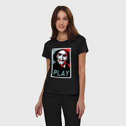 Пижама хлопковая женская Play saw, цвет: черный — фото 2