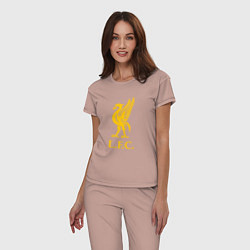 Пижама хлопковая женская Liverpool sport fc, цвет: пыльно-розовый — фото 2