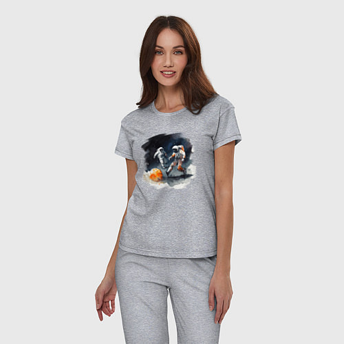 Женская пижама Космические футболисты / Меланж – фото 3