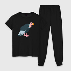 Пижама хлопковая женская Стервятник птица, цвет: черный