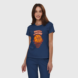 Пижама хлопковая женская Баскетбольный турнир, цвет: тёмно-синий — фото 2