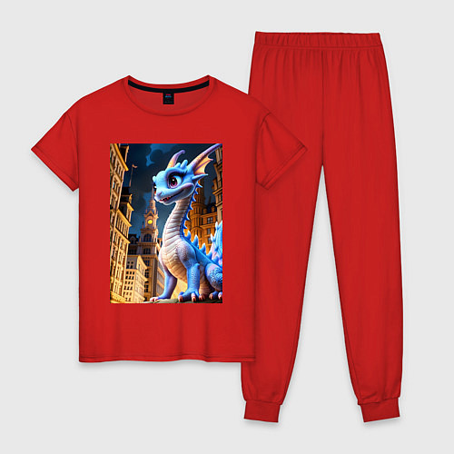 Женская пижама Синяя дракоша / Красный – фото 1