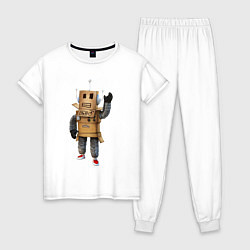 Пижама хлопковая женская Roblox робот машет, цвет: белый