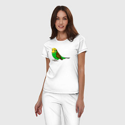 Пижама хлопковая женская Красивый попугайчик, цвет: белый — фото 2