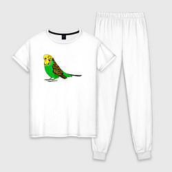 Пижама хлопковая женская Красивый попугайчик, цвет: белый