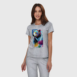 Пижама хлопковая женская Color bear - painting - neural network, цвет: меланж — фото 2