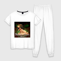Пижама хлопковая женская Атакующий титан Эрен Йегер, цвет: белый