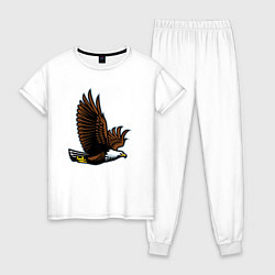 Пижама хлопковая женская Летящий орёл, цвет: белый