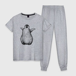 Пижама хлопковая женская Пингвинёнок анфас, цвет: меланж