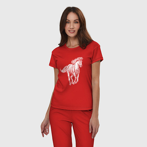 Женская пижама Белая лошадь скачет / Красный – фото 3
