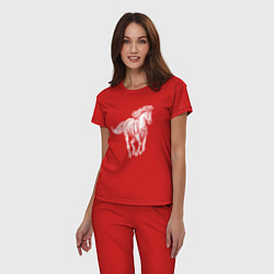 Пижама хлопковая женская Белая лошадь скачет, цвет: красный — фото 2