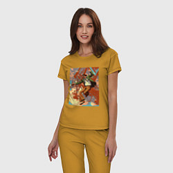 Пижама хлопковая женская Disco elysium, цвет: горчичный — фото 2