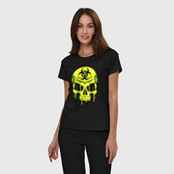 Пижама хлопковая женская Biohazard skull, цвет: черный — фото 2