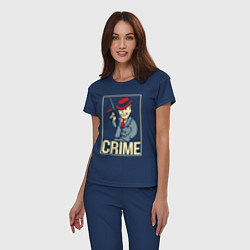 Пижама хлопковая женская Vault crime, цвет: тёмно-синий — фото 2