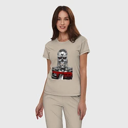 Пижама хлопковая женская Terminator 2 T800, цвет: миндальный — фото 2