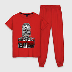 Пижама хлопковая женская Terminator 2 T800, цвет: красный