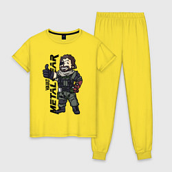 Пижама хлопковая женская Vault - Snake solid, цвет: желтый