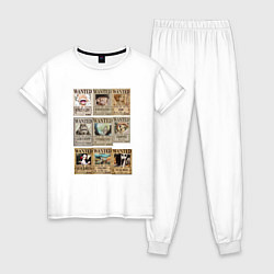 Пижама хлопковая женская Листовки мугивар, цвет: белый