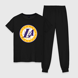 Пижама хлопковая женская Lakers stars, цвет: черный