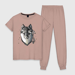Пижама хлопковая женская Ghost Wolf, цвет: пыльно-розовый