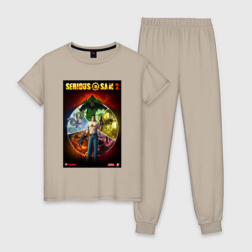 Женская пижама Serious Sam 2 - all bosses / Миндальный – фото 1