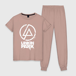 Пижама хлопковая женская Linkin Park - white, цвет: пыльно-розовый