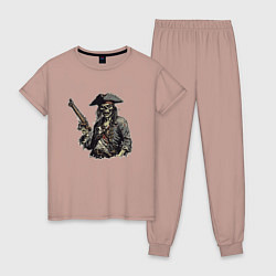 Пижама хлопковая женская Призрачный пират, цвет: пыльно-розовый