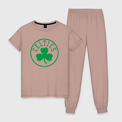 Пижама хлопковая женская Boston Celtics clover, цвет: пыльно-розовый
