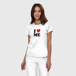 Пижама хлопковая женская I love me - heart, цвет: белый — фото 2